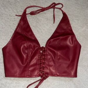 Urban outfitters faux leather halter top